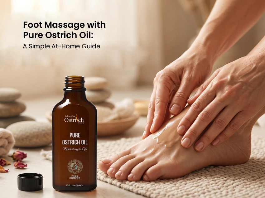 Foot massage with Pure Ostrich Oil